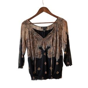 INC International Concepts Top Women’s S Boho Lagenlook Hippie Paisley Festival